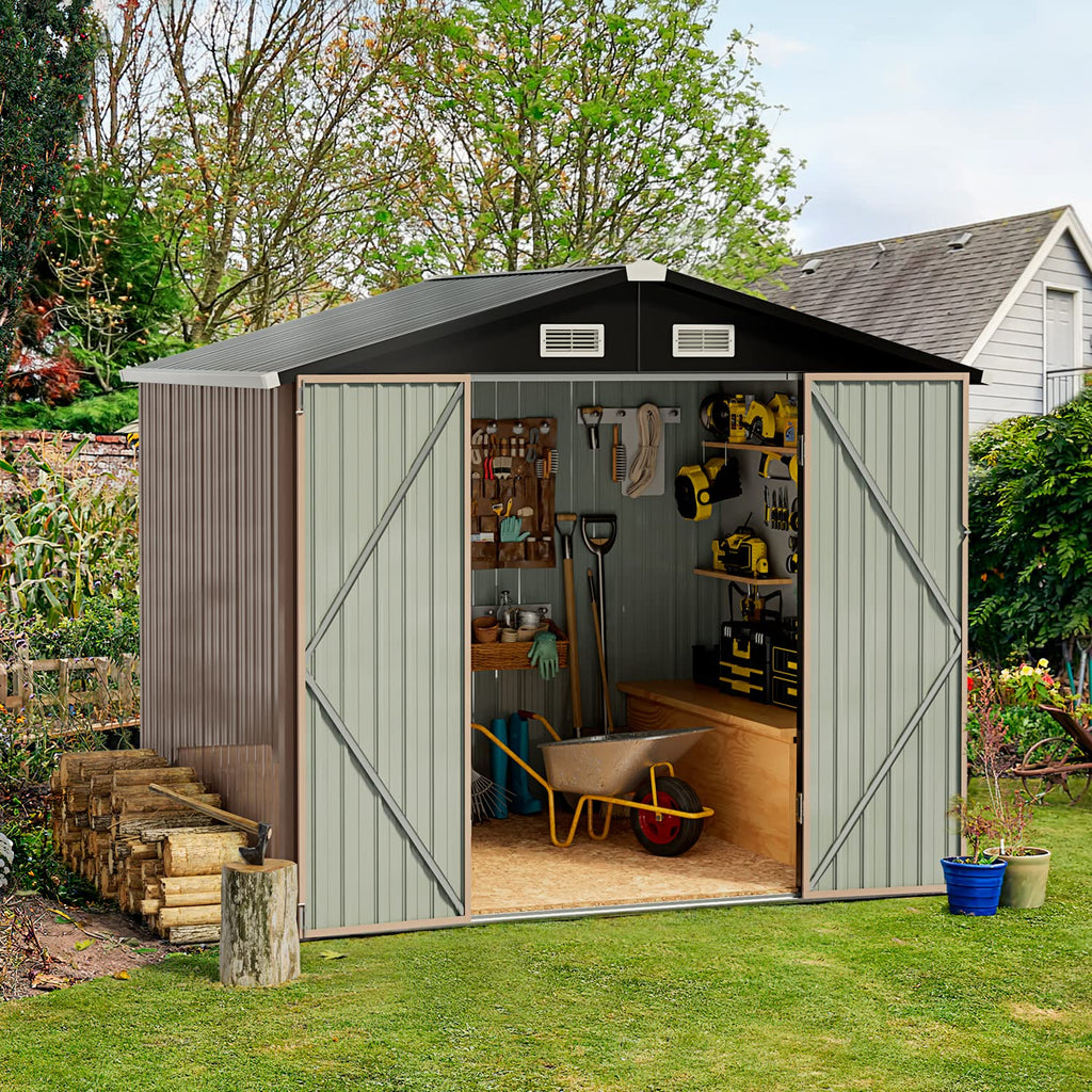 Aoxun 6.4x4 FT Outdoor Storage Shed for Tool, Garden pinegardens