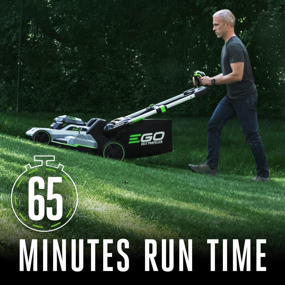 EGO Power+ 21-Inch 56V Self-Propelled Cordless Lawn Mower with 2x 4.0Ah Batteries & Rapid Charger, Black pinegardens