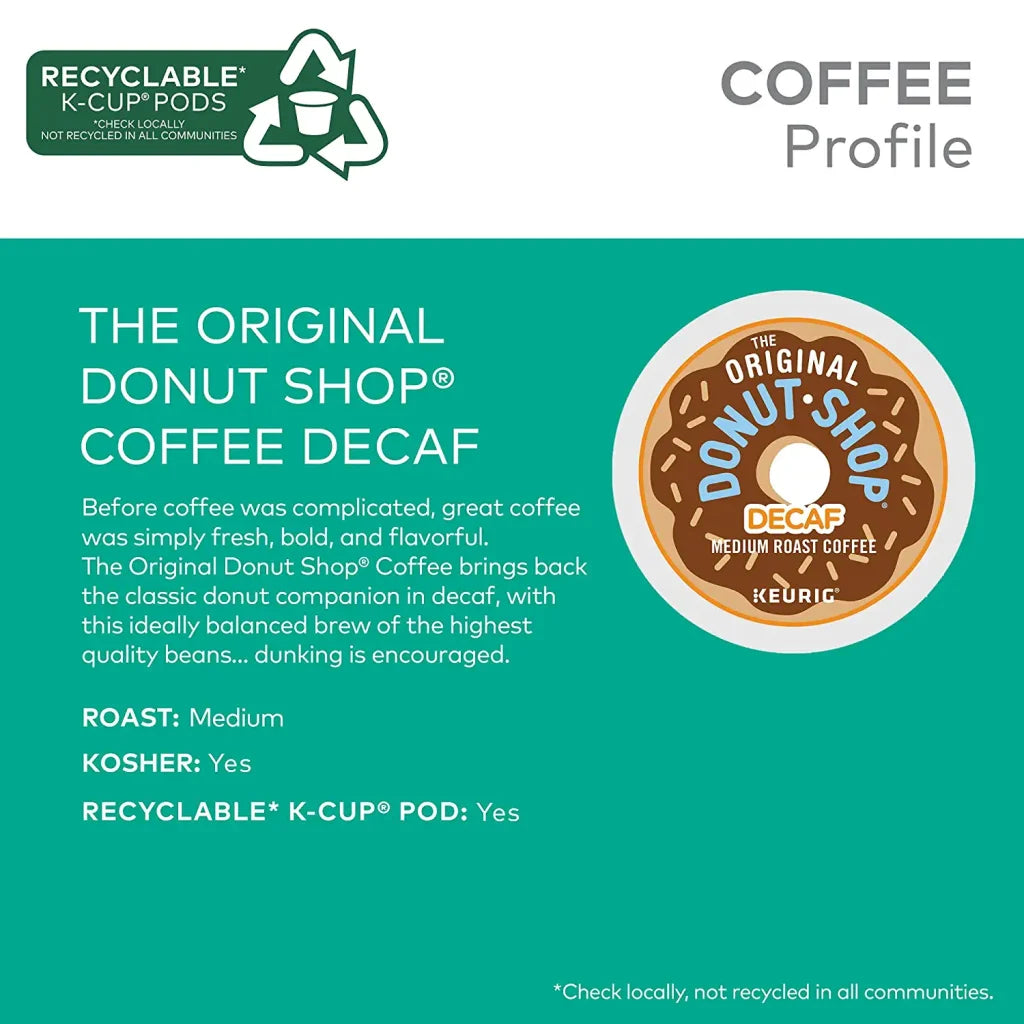 The Original Donut Shop Decaf Medium Roast K-Cup Pods, 96 Count – Compatible with Keurig, Kosher Certified, Recyclable pinegardens