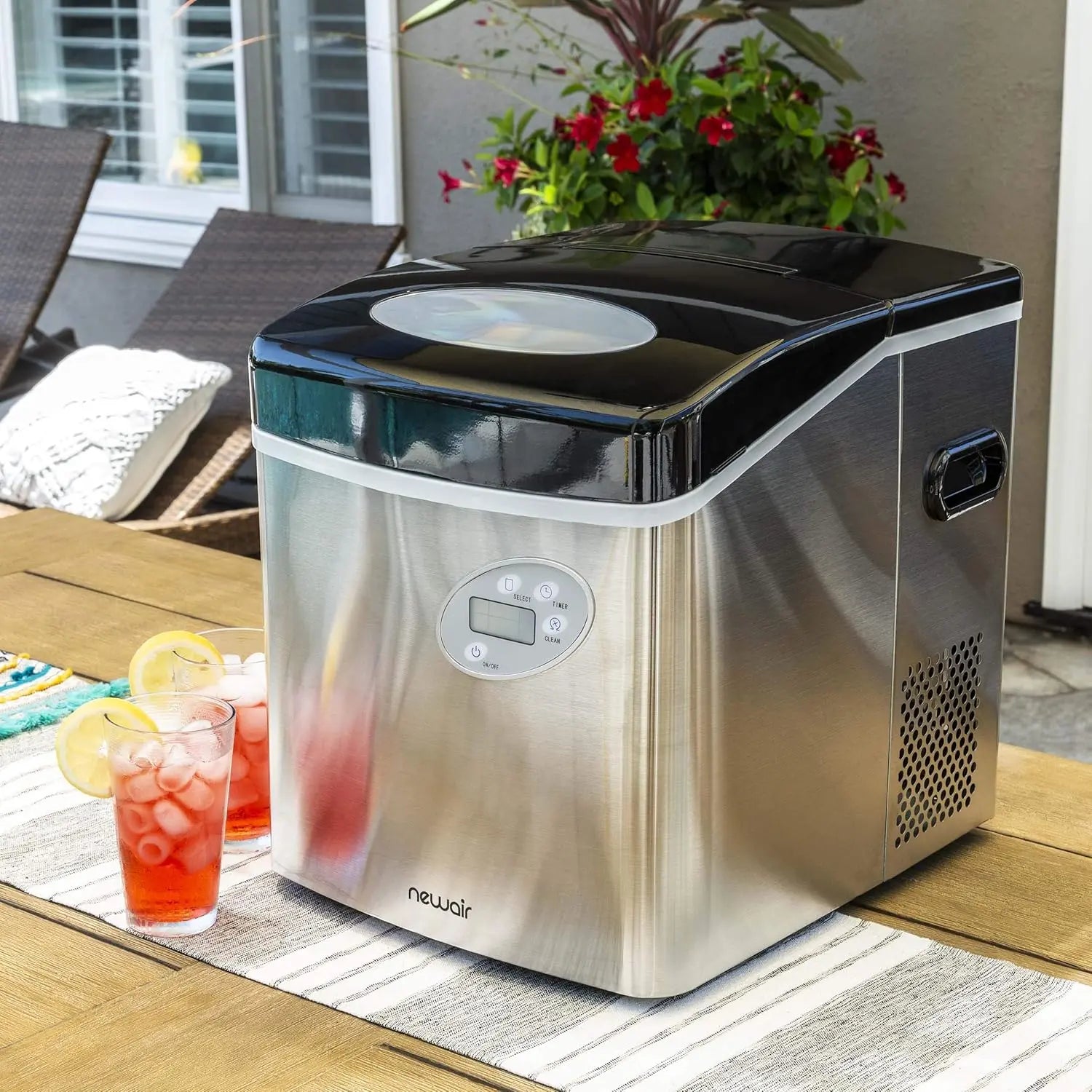 Newair Portable Ice Maker 50 lb. Daily, 12 Cubes in Under 7 Minutes - Compact Countertop Design - 3 Size Bullet Shaped Ice - for Kitchen/Office/RV/Bar - Stainless Steel pinegardens