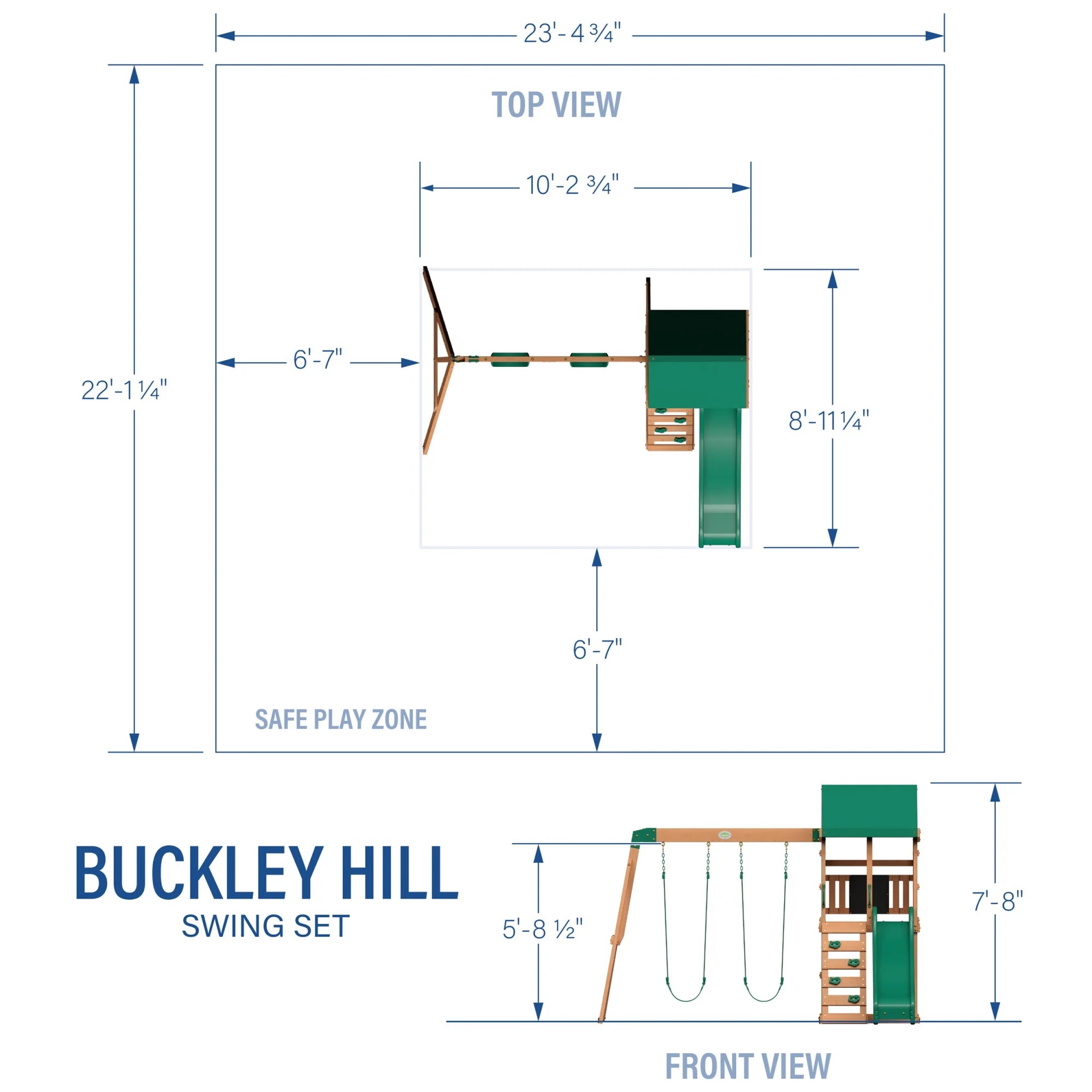 Backyard Discovery Buckley Hill Cedar Wood Swing Set with Two Belt Swings & Shaded Deck pinegardens