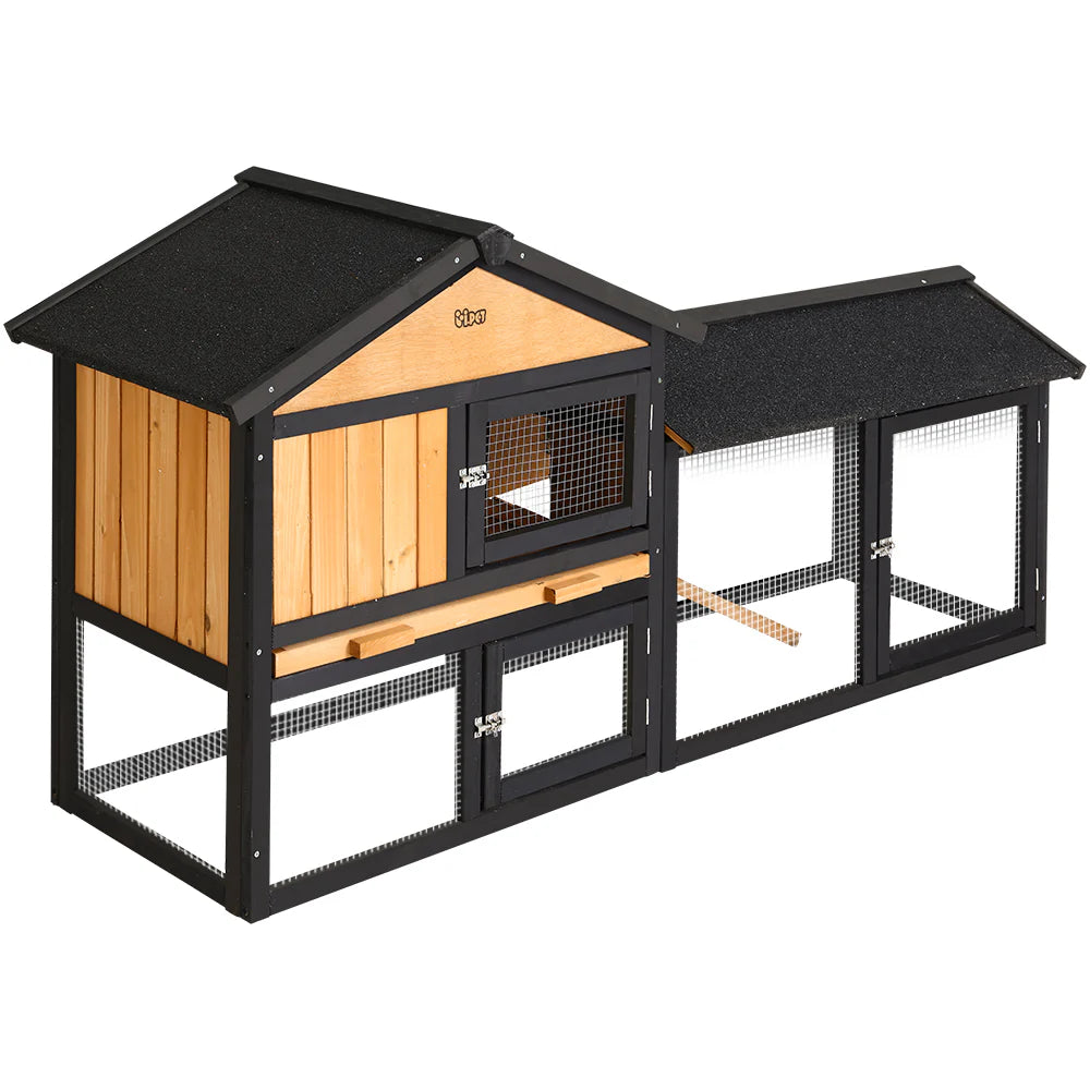 Extra Large Wooden Outdoor Chicken Coop Rabbit Hutch with Run - i.Pet pinegardens