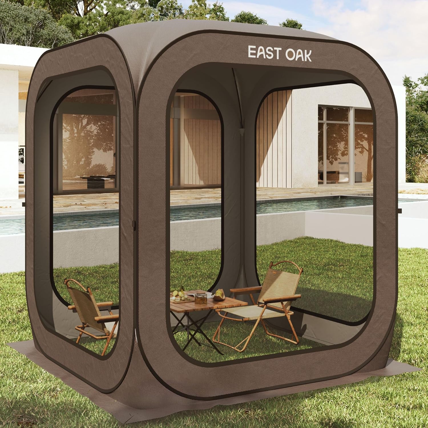 EAST OAK Screen House Tent Pop-Up, Portable Screen Room Canopy Instant Screen Tent 10 x 10 FT with Carry Bag for Patio, Backyard, Deck & Outdoor Activities, Beige mysite