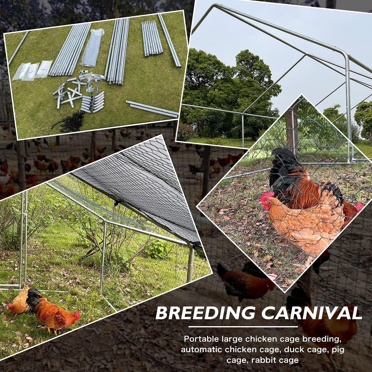 Large Metal Chicken Coop Walk-in Poultry Cage pinegardens