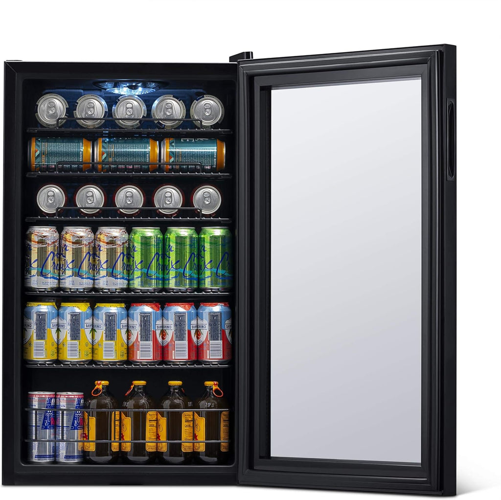 Beverage Refrigerator Cooler | 126 Cans Free Standing with Right Hinge Glass Door | Mini Fridge Beverage Organizer Perfect For Beer, Wine, Soda, And Cooler Drinks mysite
