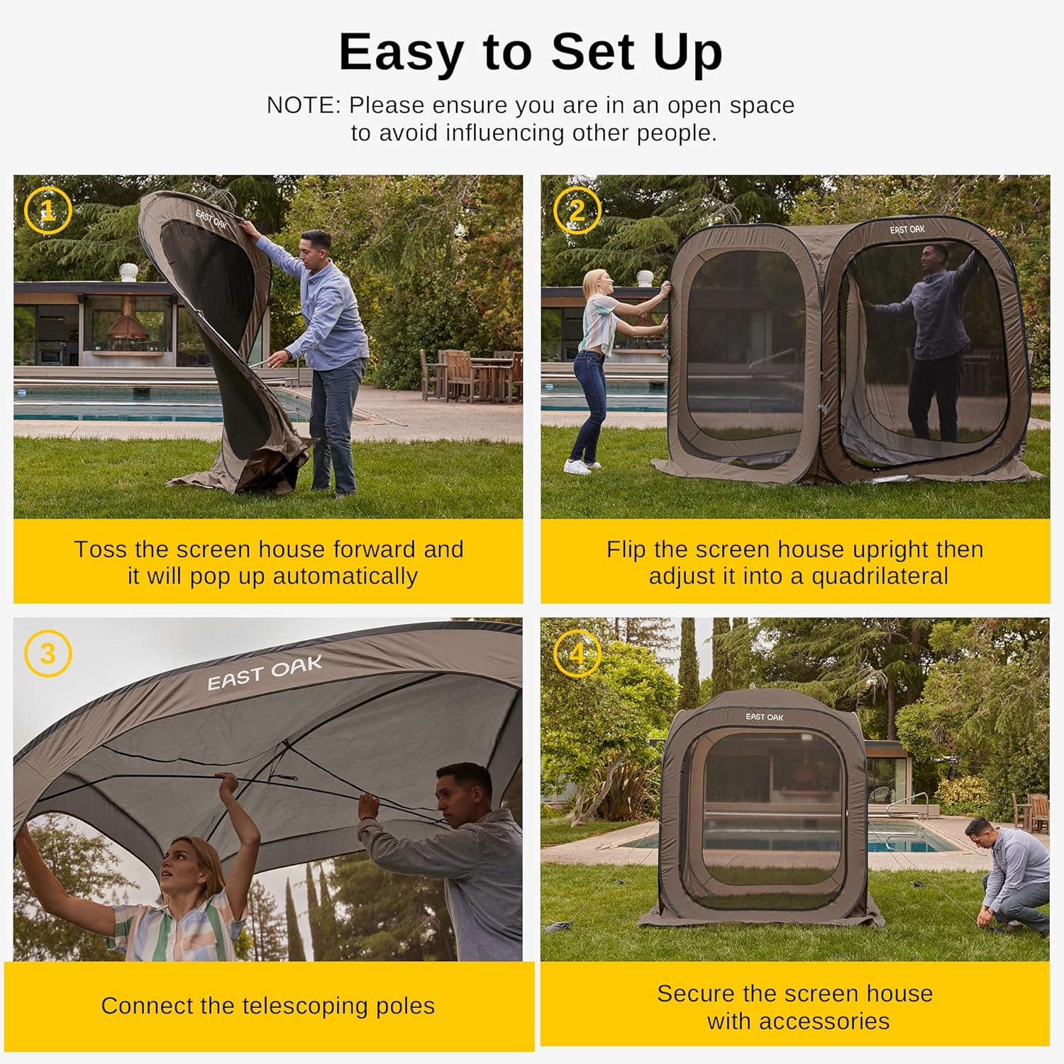 EAST OAK Screen House Tent Pop-Up, Portable Screen Room Canopy Instant Screen Tent 10 x 10 FT with Carry Bag for Patio, Backyard, Deck & Outdoor Activities, Beige mysite