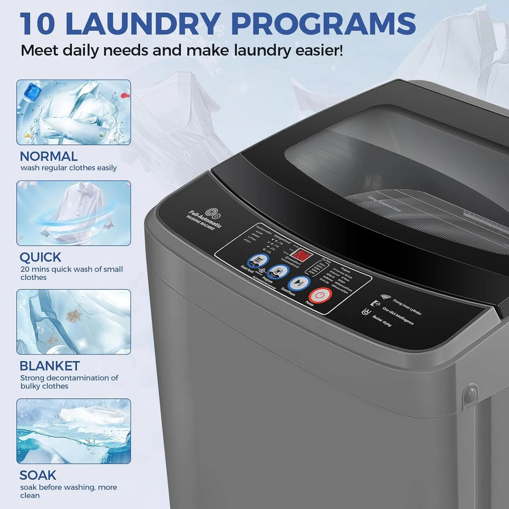 Nictemaw Portable Washing Machine, 20Lbs Capacity Full-Automatic Portable Washer Machine, 2.8Cu.ft Washer and Dryer Combo with Drain Pump, 10 Programs & 8 Water Levels for Apartment, Dorms, RV pinegardens