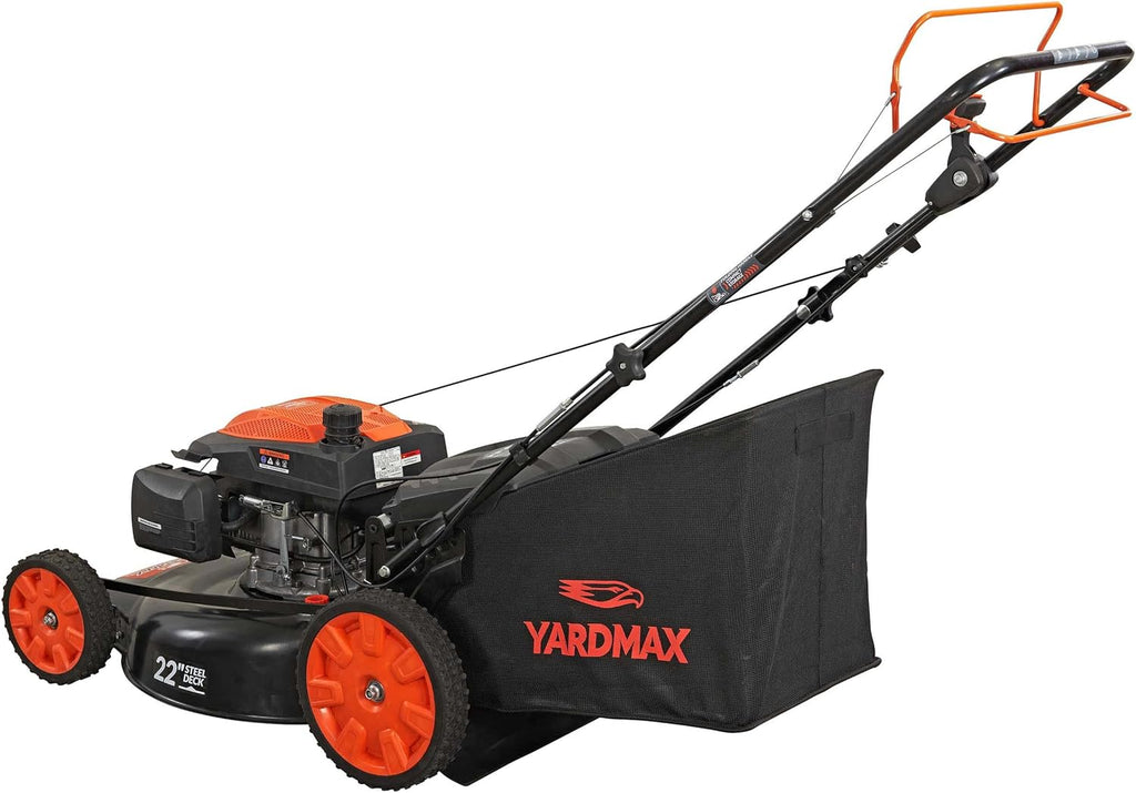 YARDMAX 22 in. 201cc Select PACE 6 Speed CVT High Wheel RWD 3-in-1 Gas Walk Behind Self Propelled Lawn Mower, Black pinegardens