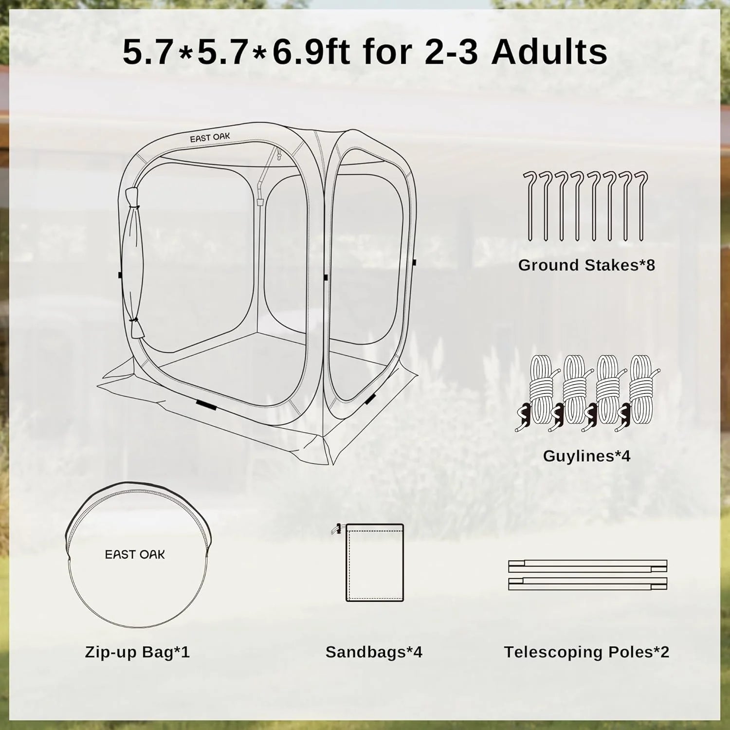 EAST OAK Screen House Tent Pop-Up, Portable Screen Room Canopy Instant Screen Tent 10 x 10 FT with Carry Bag for Patio, Backyard, Deck & Outdoor Activities, Beige mysite