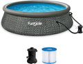 Funsicle 12 Foot by 36 Inch Quickset Round Inflatable Ring Top Outdoor Above Ground Swimming Pool Set with Pump and Cartridge Filter, Dark Herringbone mysite