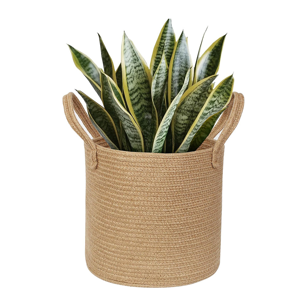 Jute Plant Basket with Handle Fits 8 to 10 Inch Pots Boho Indoor Pot Cover