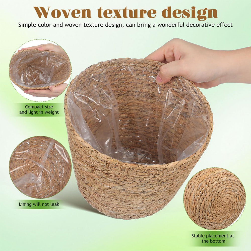 plant basket with plastic liner Seagrass Plant Basket Set of 2 with Liner — Boho Pot Cover