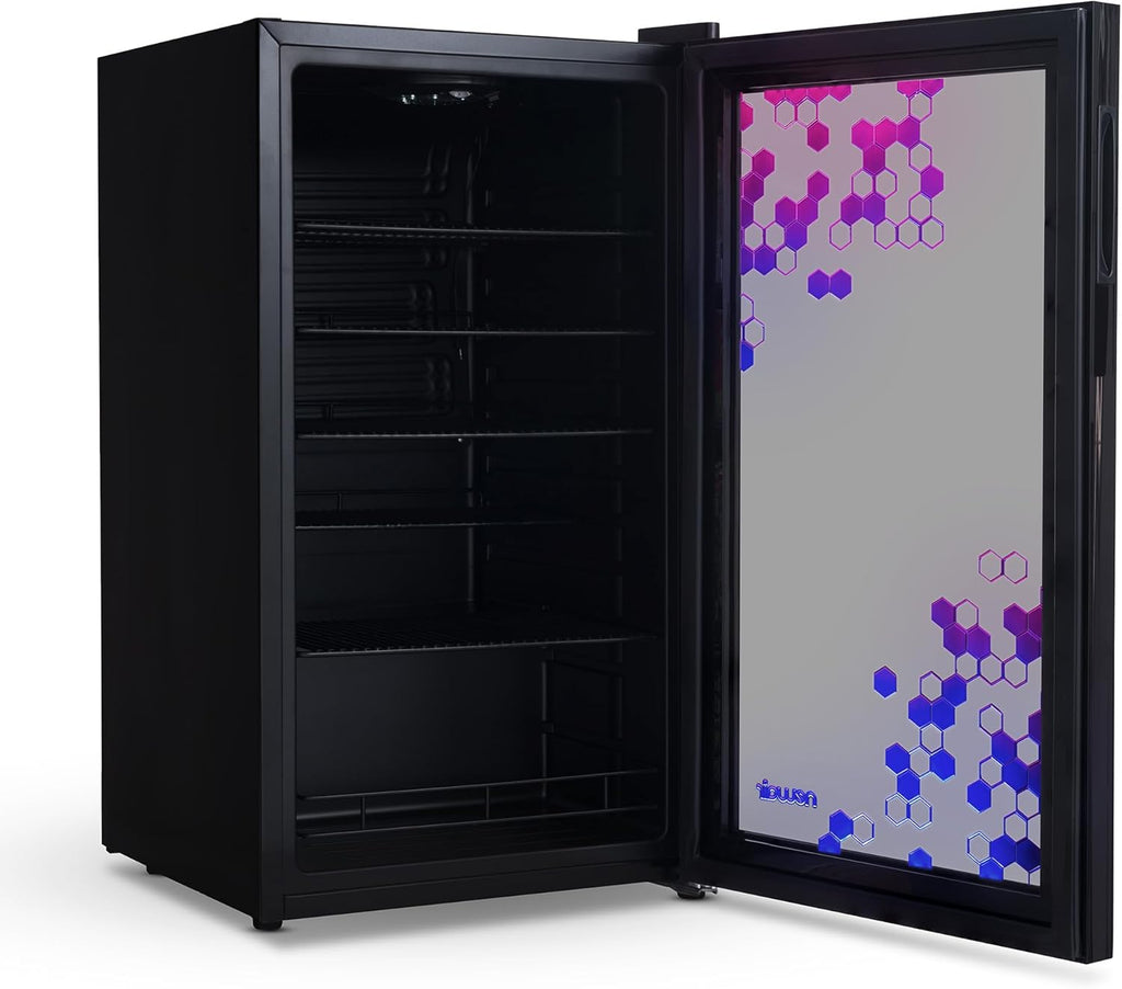 Beverage Refrigerator Cooler | 126 Cans Free Standing with Right Hinge Glass Door | Mini Fridge Beverage Organizer Perfect For Beer, Wine, Soda, And Cooler Drinks mysite