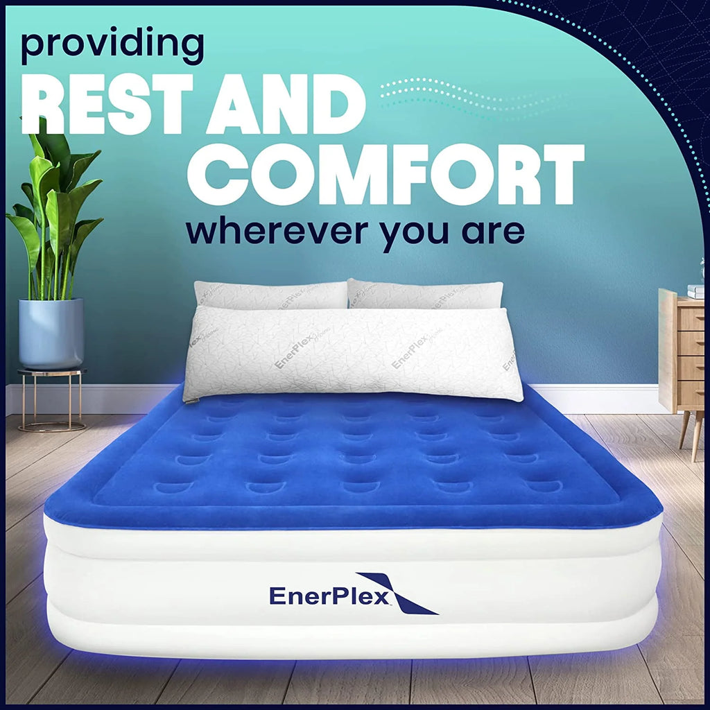 EnerPlex Air Mattress with Built-in Pump - Double Height Inflatable Mattress for Camping, Home & Portable Travel - Queen, 13 Inch  sgtnighsdesigns pinegardens