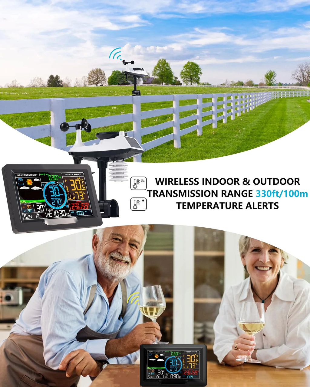 Professional Weather Station Wireless Indoor Outdoor Thermometer pinegardens