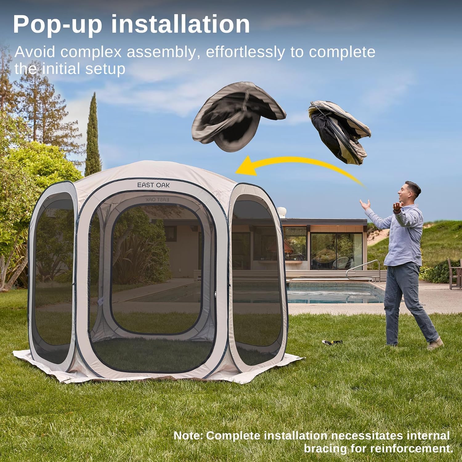EAST OAK Screen House Tent Pop-Up, Portable Screen Room Canopy Instant Screen Tent 10 x 10 FT with Carry Bag for Patio, Backyard, Deck & Outdoor Activities, Beige mysite