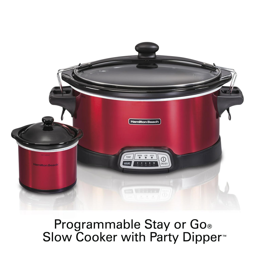 2025 Hamilton Beach 7 Quart Stay or Go Programmable Slow Cooker with Party Dipper, Red, 33478 pinegardens