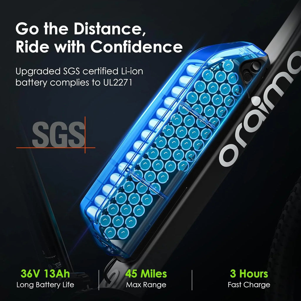 Adult Electric Bike, 350W BAFANG Motor (500W Peak), 4A 3H Fast Charging, 468Wh Li-Ion Battery, 21 Speed Gears, Air Saddle, 45 Miles 20 MPH 26" Mountain Bike Electric Bike, ANSI/CAN/UL2849 Compliant pinegardens