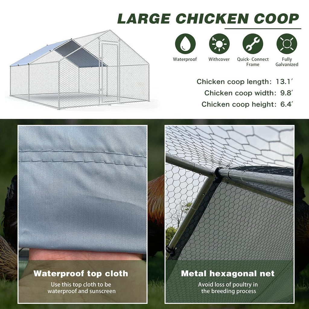 Large Metal Chicken Coop Walk-in Poultry Cage pinegardens