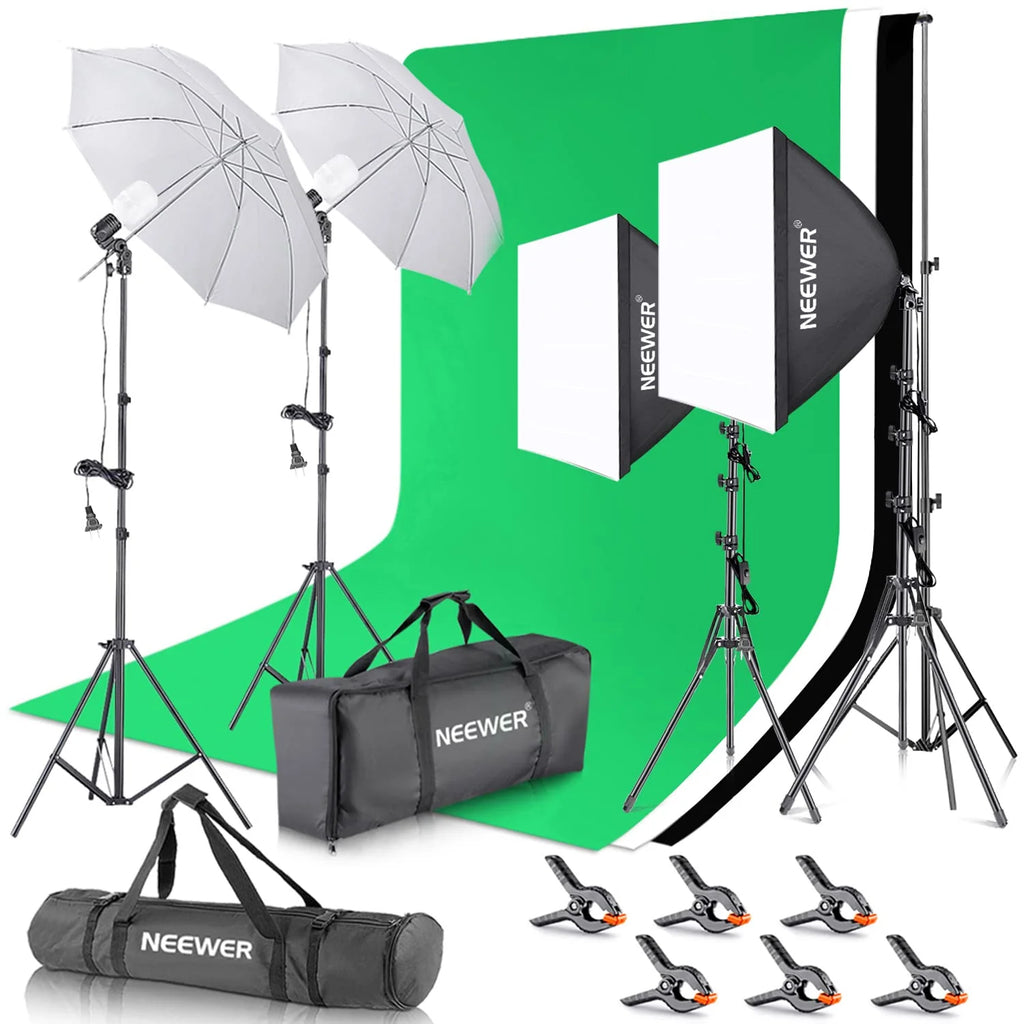 NEEWER Photography Lighting kit with Backdrops pinegardens