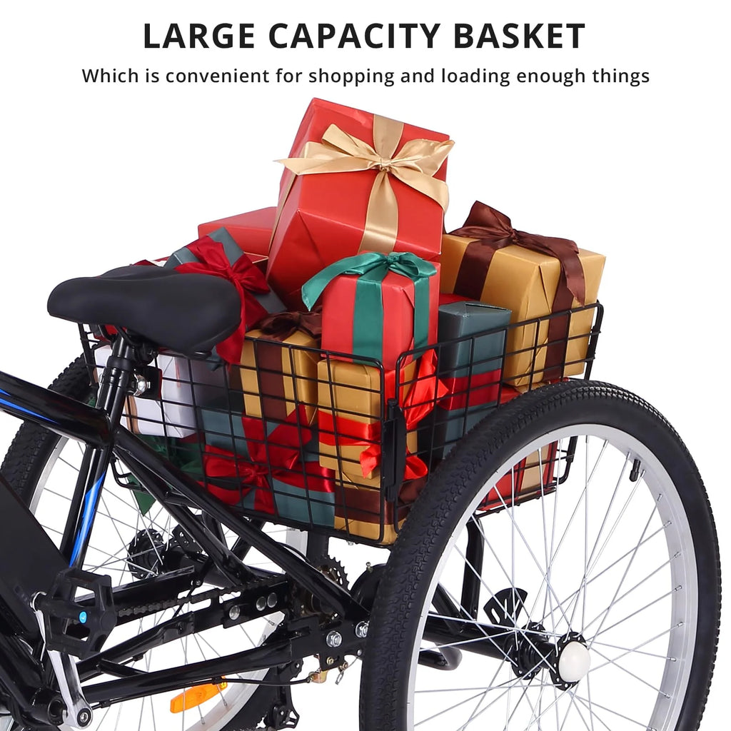 Garvee 3 Wheel Electric Bicycle for Men Women, 350W Motor Electric Tricycle for Adults, 26" Fat Tire Motorized Bicycle w/ 36V 10Ah Removable Battery, 7 Speed Electric Trike up to 50+ Miles, 3 Modes pinegardens