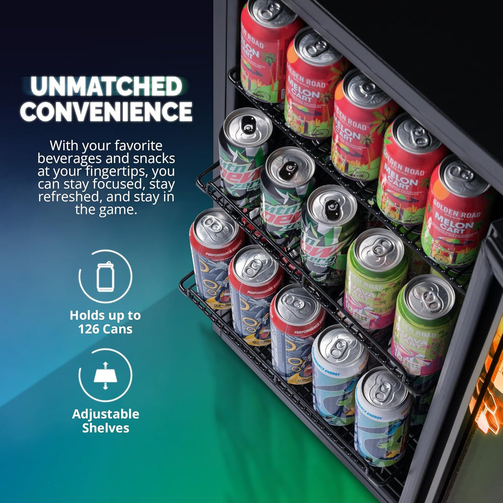 Beverage Refrigerator Cooler | 126 Cans Free Standing with Right Hinge Glass Door | Mini Fridge Beverage Organizer Perfect For Beer, Wine, Soda, And Cooler Drinks mysite