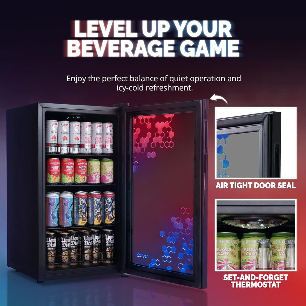 Beverage Refrigerator Cooler | 126 Cans Free Standing with Right Hinge Glass Door | Mini Fridge Beverage Organizer Perfect For Beer, Wine, Soda, And Cooler Drinks mysite