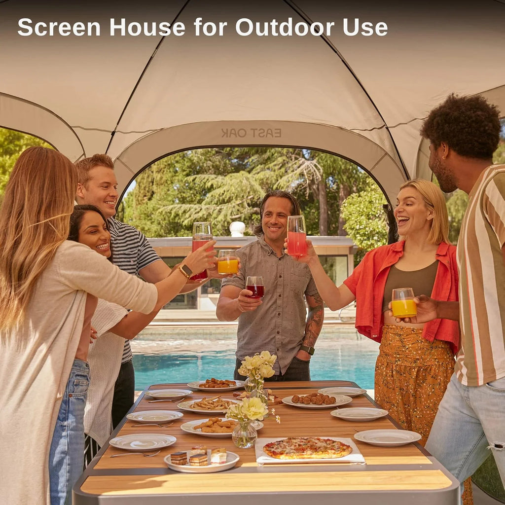 EAST OAK Screen House Tent Pop-Up, Portable Screen Room Canopy Instant Screen Tent 10 x 10 FT with Carry Bag for Patio, Backyard, Deck & Outdoor Activities, Beige mysite