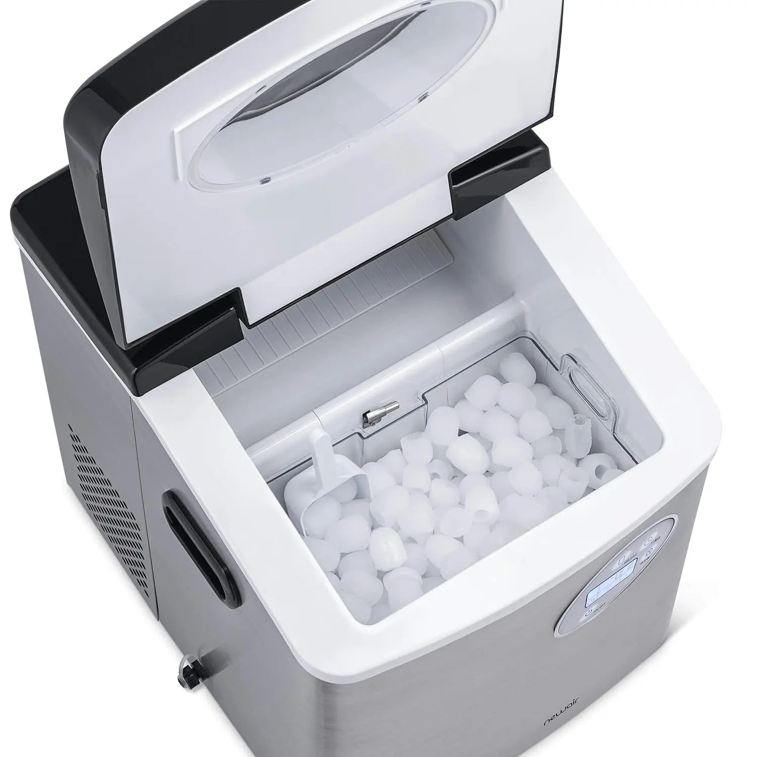 Newair Portable Ice Maker 50 lb. Daily, 12 Cubes in Under 7 Minutes - Compact Countertop Design - 3 Size Bullet Shaped Ice - for Kitchen/Office/RV/Bar - Stainless Steel pinegardens