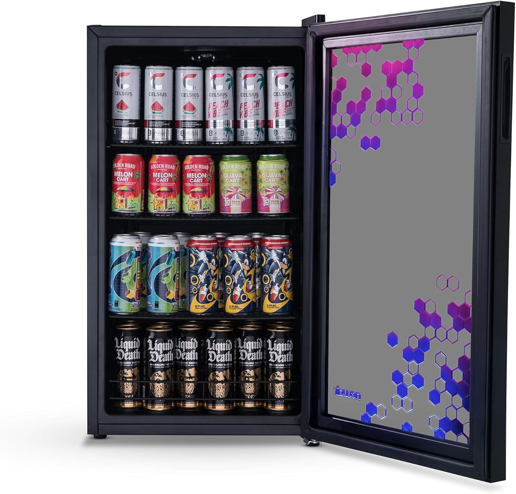 Beverage Refrigerator Cooler | 126 Cans Free Standing with Right Hinge Glass Door | Mini Fridge Beverage Organizer Perfect For Beer, Wine, Soda, And Cooler Drinks mysite