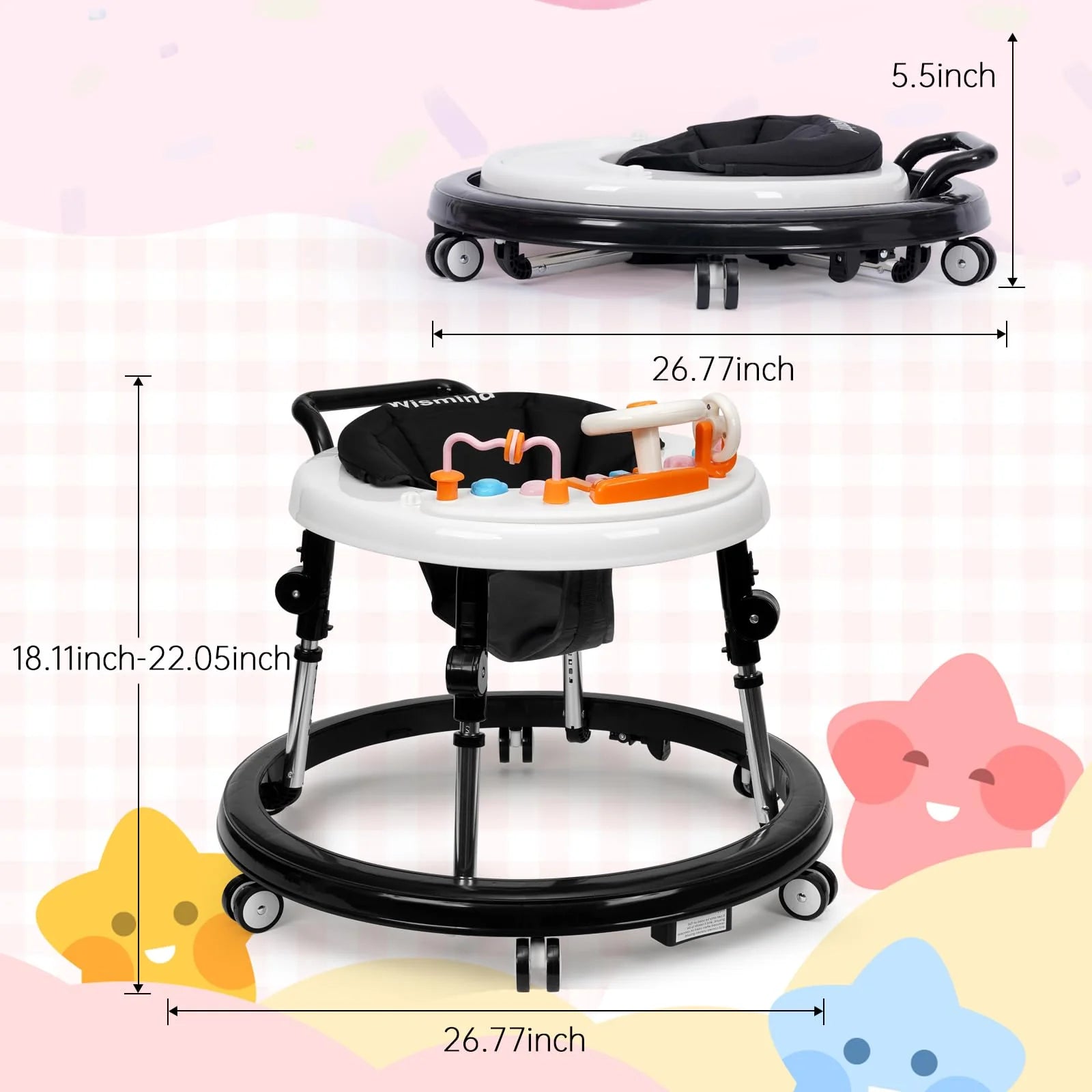 Wismind Foldable Music and Lights Baby Walker pinegardens