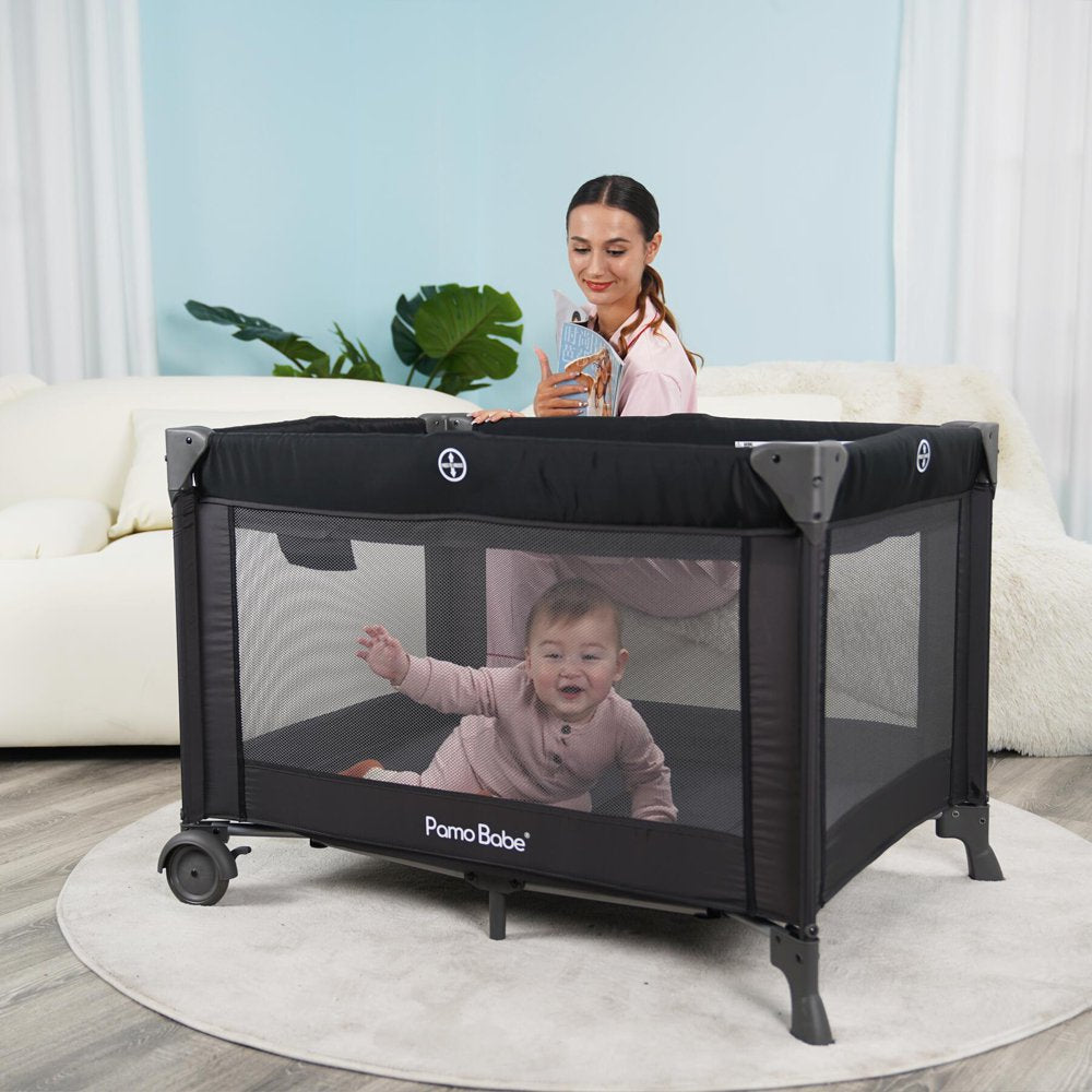 Pamo Babe Unisex Nursery Center Playard with Bassinet, Changing Table & Toys pinegardens