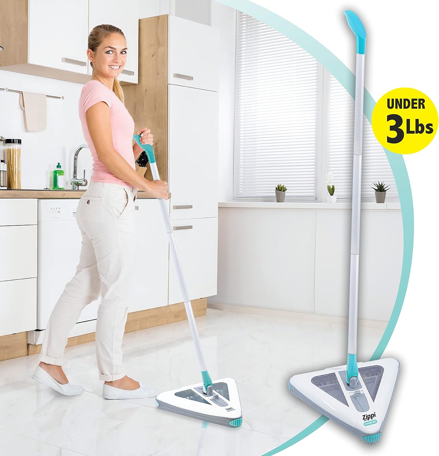2025 Zippi Sweeper Max- Powerful and Lightweight Sweeper  Perfect for Carpet Hardwood and Tile  Triangular Design Allows for Sweeping in Corners  1000 mAh Rechargeable Battery mysite