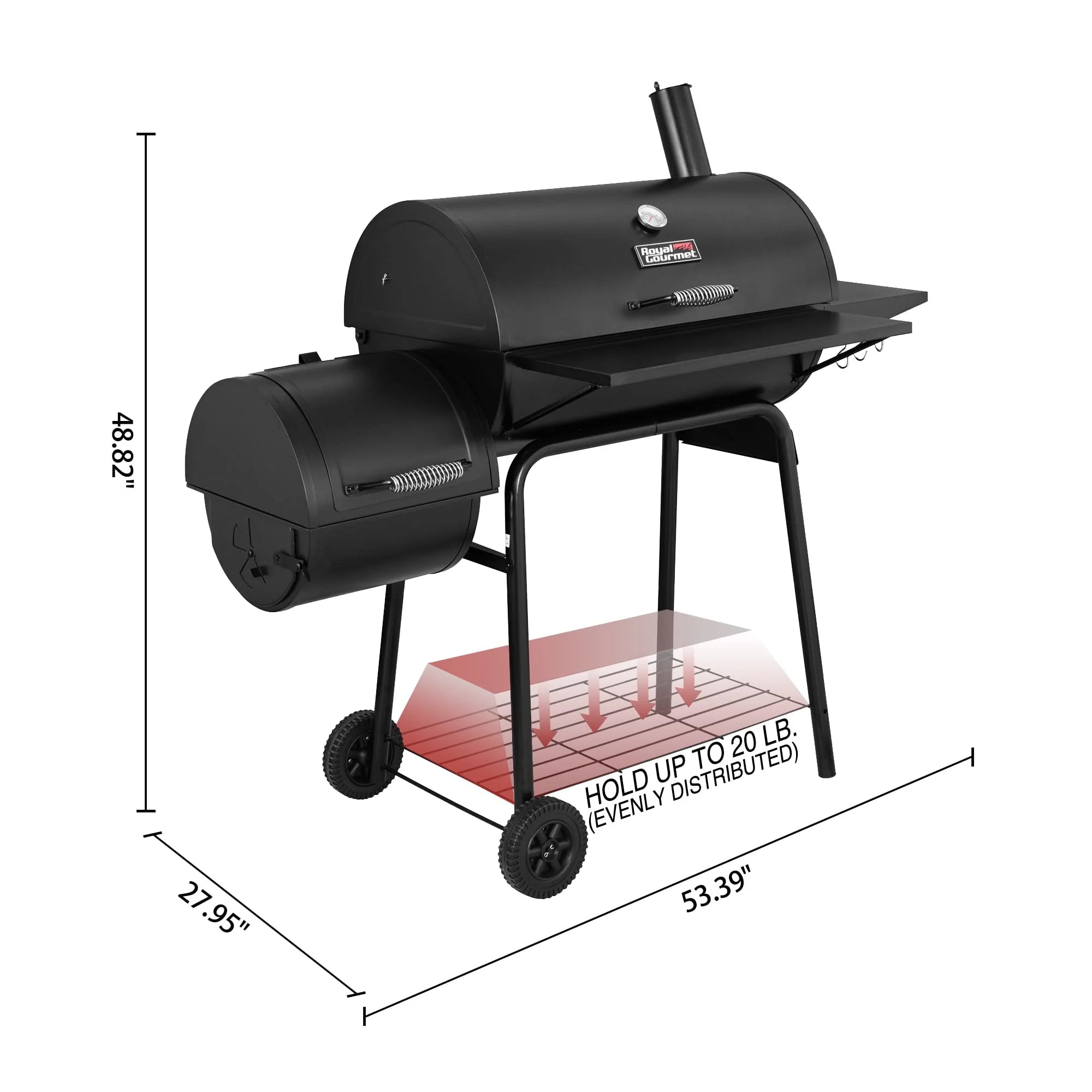 Royal Gourmet 30" BBQ Charcoal Grill and Offset Smoker pinegardens