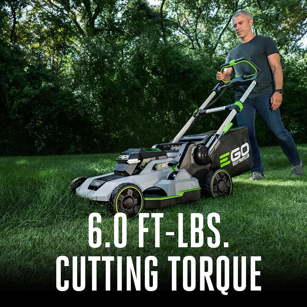 EGO Power+ 21-Inch 56V Self-Propelled Cordless Lawn Mower with 2x 4.0Ah Batteries & Rapid Charger, Black pinegardens