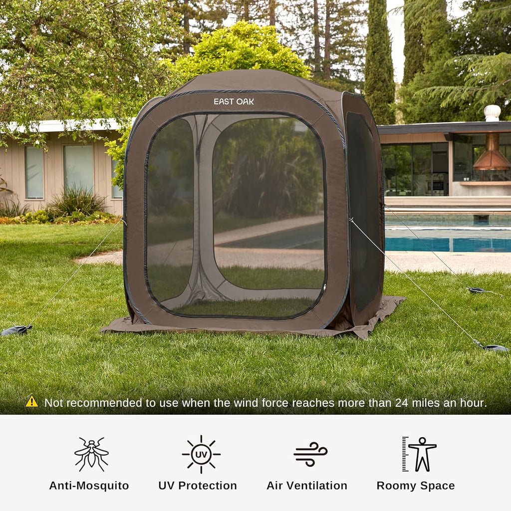 EAST OAK Screen House Tent Pop-Up, Portable Screen Room Canopy Instant Screen Tent 10 x 10 FT with Carry Bag for Patio, Backyard, Deck & Outdoor Activities, Beige mysite