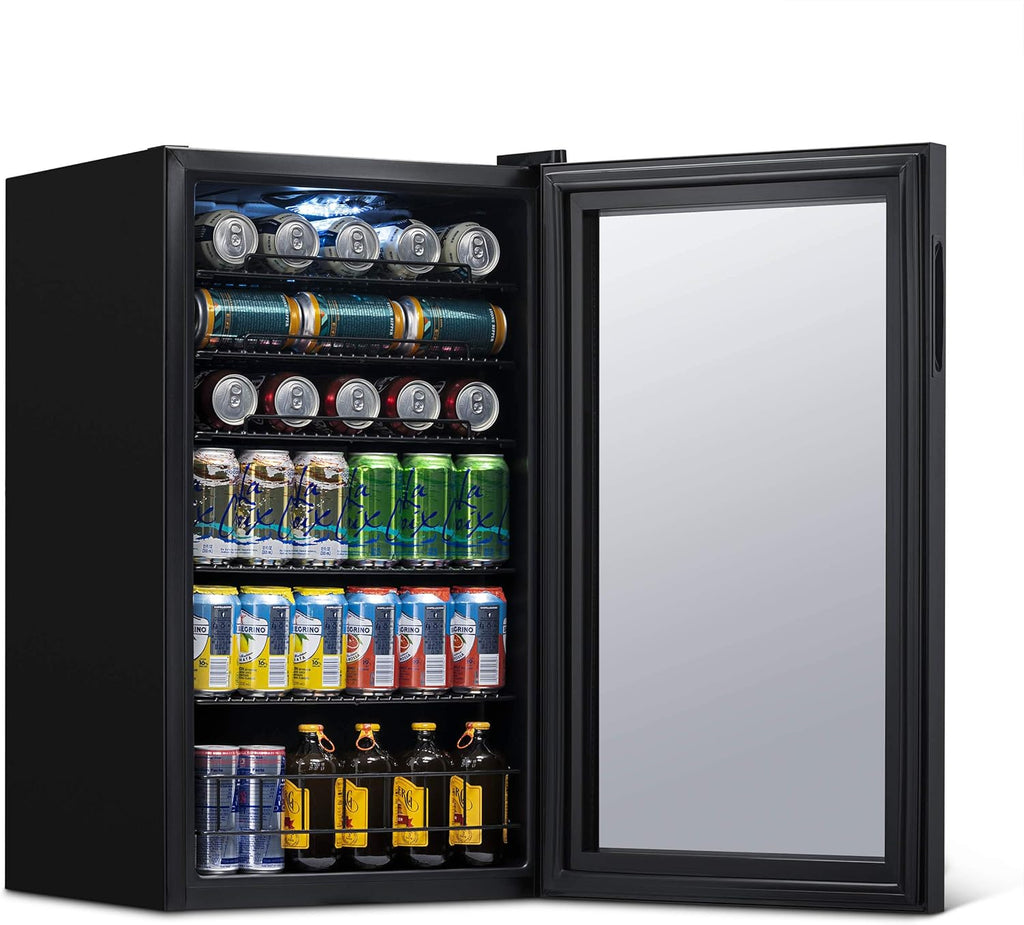 Beverage Refrigerator Cooler | 126 Cans Free Standing with Right Hinge Glass Door | Mini Fridge Beverage Organizer Perfect For Beer, Wine, Soda, And Cooler Drinks mysite