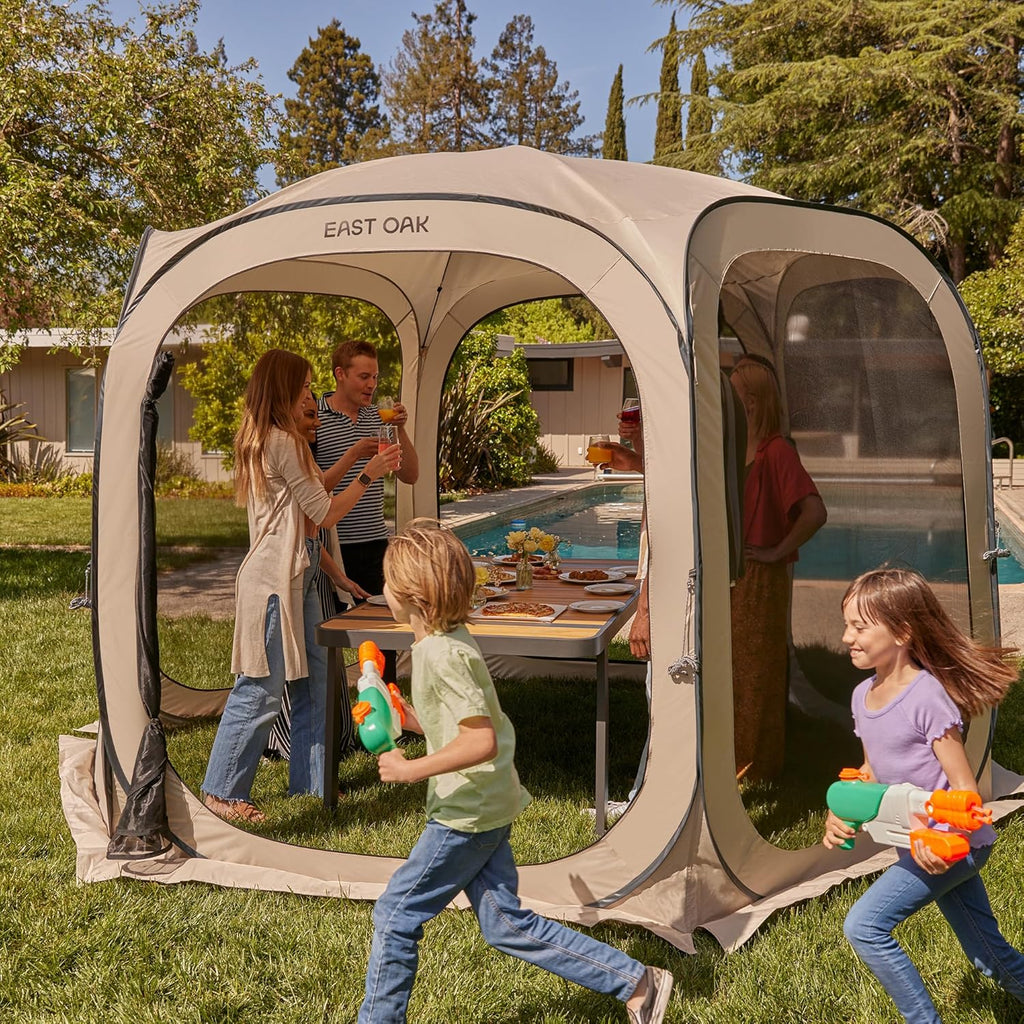 EAST OAK Screen House Tent Pop-Up, Portable Screen Room Canopy Instant Screen Tent 10 x 10 FT with Carry Bag for Patio, Backyard, Deck & Outdoor Activities, Beige mysite
