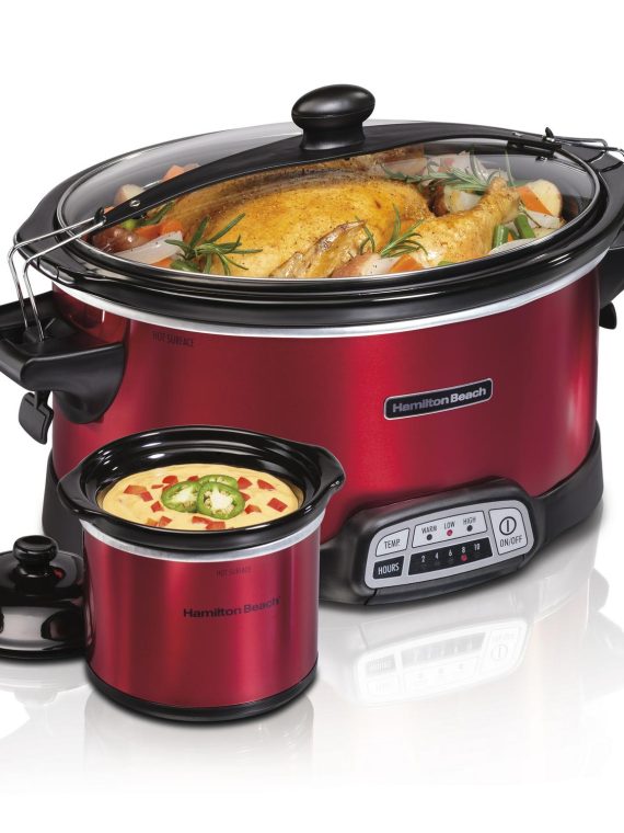 2025 Hamilton Beach 7 Quart Stay or Go Programmable Slow Cooker with Party Dipper, Red, 33478 pinegardens