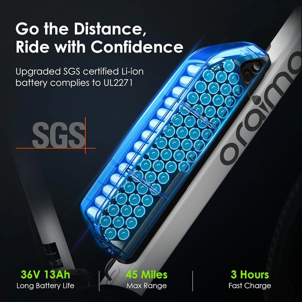 Adult Electric Bike, 350W BAFANG Motor (500W Peak), 4A 3H Fast Charging, 468Wh Li-Ion Battery, 21 Speed Gears, Air Saddle, 45 Miles 20 MPH 26" Mountain Bike Electric Bike, ANSI/CAN/UL2849 Compliant pinegardens