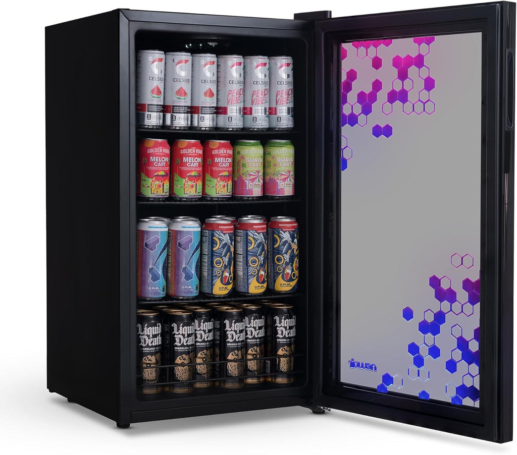 Beverage Refrigerator Cooler | 126 Cans Free Standing with Right Hinge Glass Door | Mini Fridge Beverage Organizer Perfect For Beer, Wine, Soda, And Cooler Drinks mysite