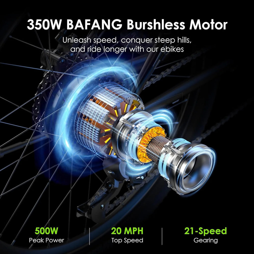 Adult Electric Bike, 350W BAFANG Motor (500W Peak), 4A 3H Fast Charging, 468Wh Li-Ion Battery, 21 Speed Gears, Air Saddle, 45 Miles 20 MPH 26" Mountain Bike Electric Bike, ANSI/CAN/UL2849 Compliant pinegardens