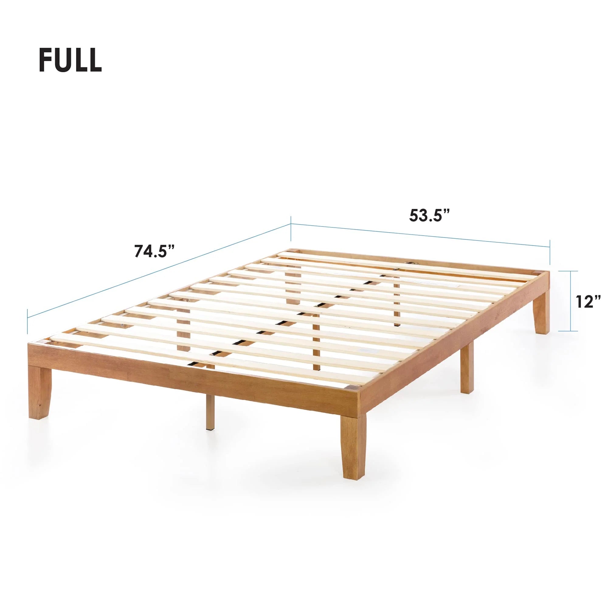 Mellow 12 Inch Solid Wood Platform Bed with Wooden Slats pinegardens