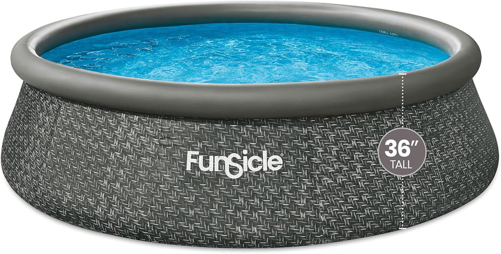 Funsicle 12 Foot by 36 Inch Quickset Round Inflatable Ring Top Outdoor Above Ground Swimming Pool Set with Pump and Cartridge Filter, Dark Herringbone mysite