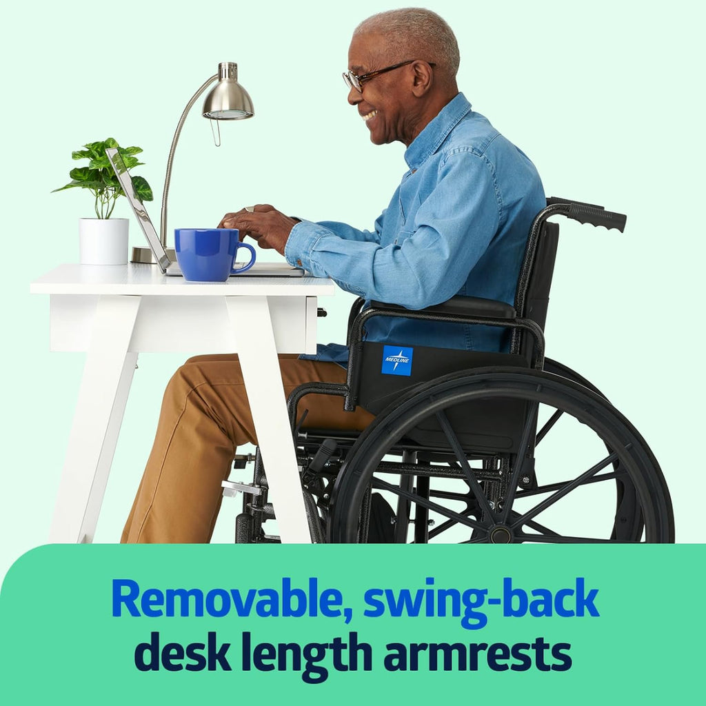 Lightweight Wheelchair for Adults With Swing-Back, Desk-Length Arms, Elevating Leg Rests; 18W" x 16"D Seat mysite