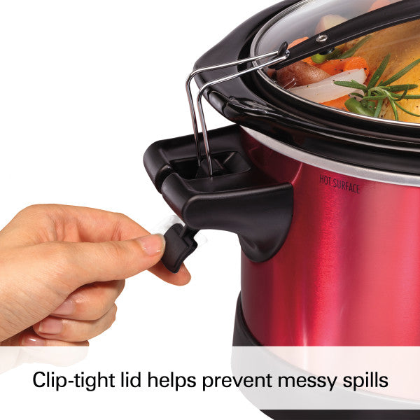 2025 Hamilton Beach 7 Quart Stay or Go Programmable Slow Cooker with Party Dipper, Red, 33478 pinegardens