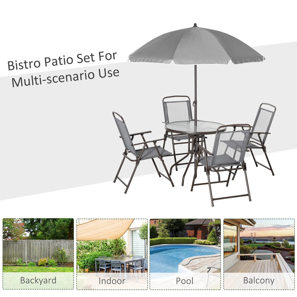 Outsunny 6 Piece Patio Dining Set for 4 with Umbrella pinegardens