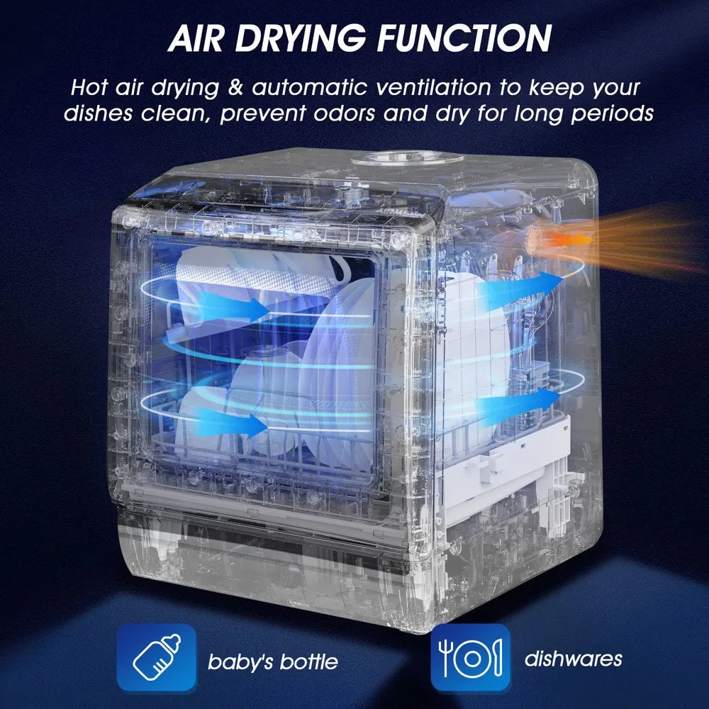 Portable Countertop Dishwasher with 5-Liter Built-In Water Tank and Air-Dry Function, 5 Washing Programs mysite
