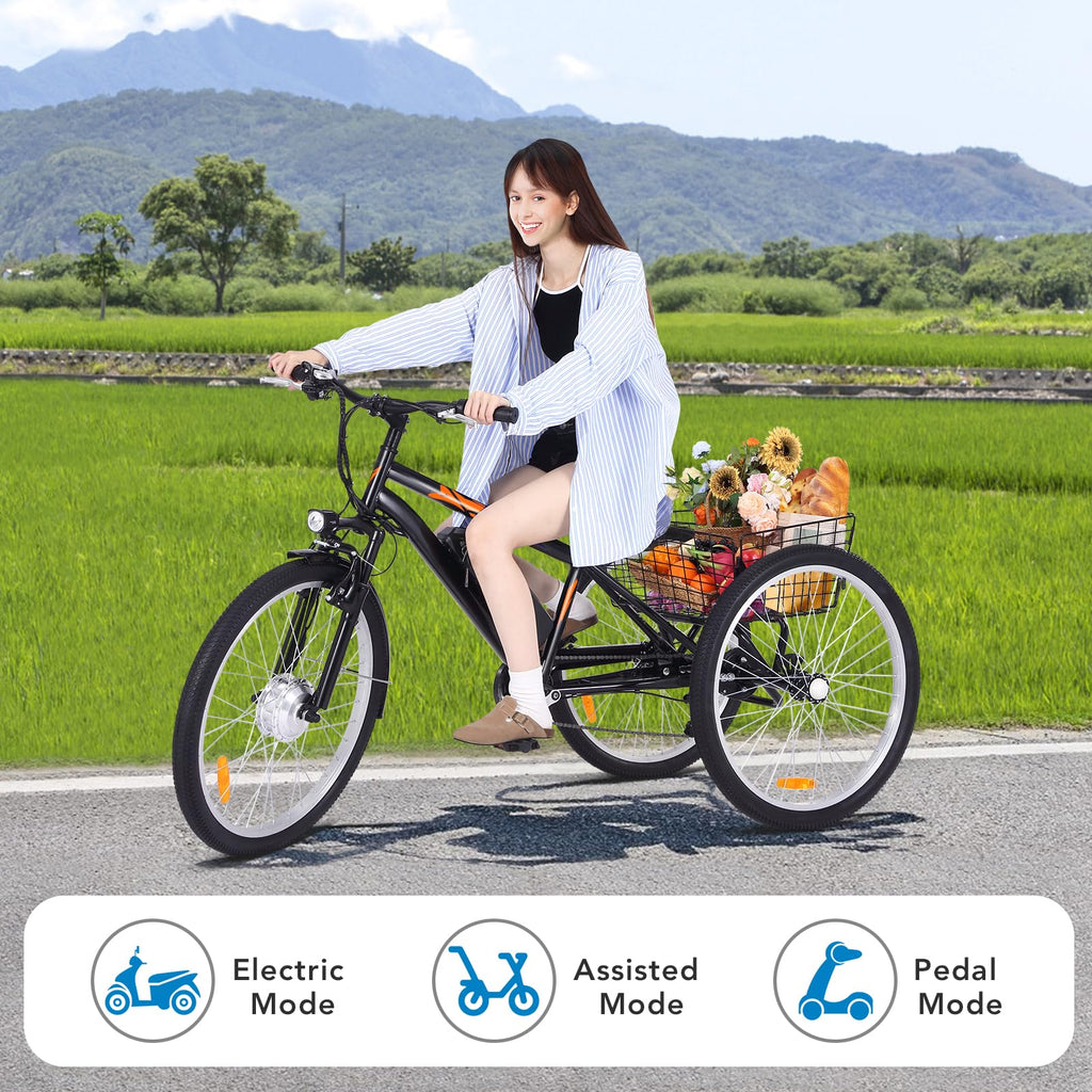Garvee 3 Wheel Electric Bicycle for Men Women, 350W Motor Electric Tricycle for Adults, 26" Fat Tire Motorized Bicycle w/ 36V 10Ah Removable Battery, 7 Speed Electric Trike up to 50+ Miles, 3 Modes pinegardens