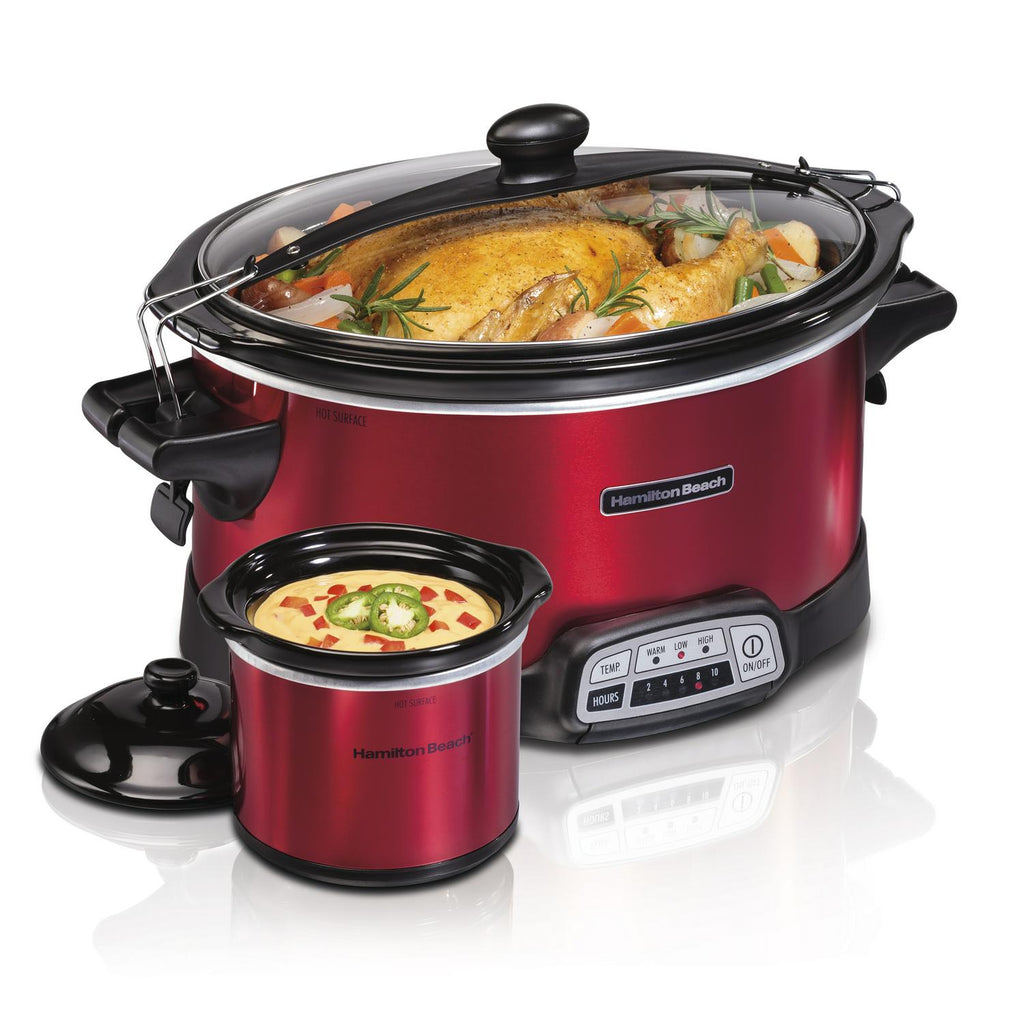 2025 Hamilton Beach 7 Quart Stay or Go Programmable Slow Cooker with Party Dipper, Red, 33478 pinegardens
